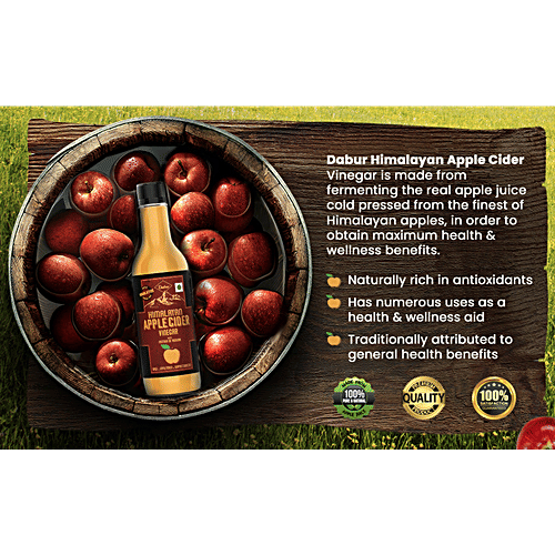 Dabur Himalayan Apple Cider Vinegar - With Mother, Raw, Unfiltered & Unpasteurised, 500 ml No Added Preservatives & Color