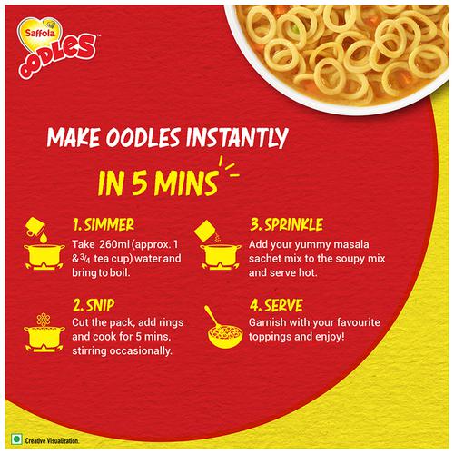 Saffola Oodles Instant Noodles - No Maida, Yummy, Masala Flavour, 53 g (Pack of 4) 