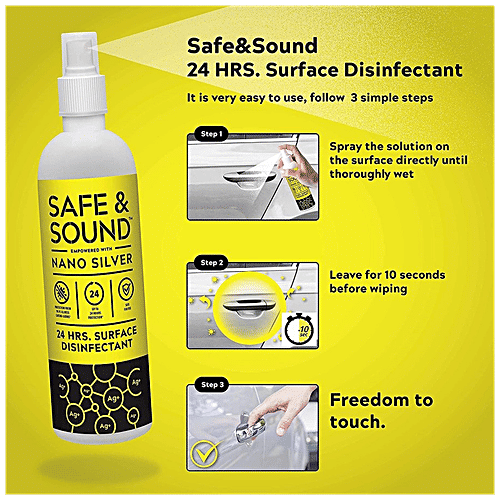 SAFE & SOUND 24 Hrs Surface Disinfectant With Nano Silver, 400 ml  