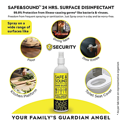 SAFE & SOUND 24 Hrs Surface Disinfectant With Nano Silver, 400 ml  