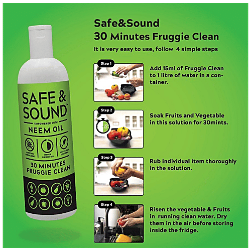 SAFE & SOUND 30 Minutes Fruggie Clean With Neem Oil, 250 ml  