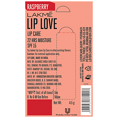 Lakme Lip Love Gelato Chapstick, 4.5 g Raspberry 