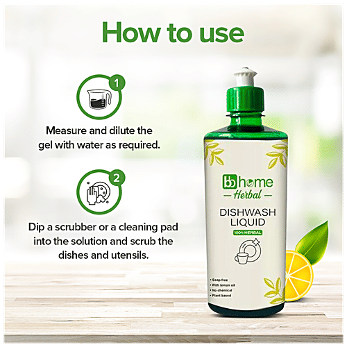 bb home Herbal Dishwash Liquid Gel, 500 ml Bottle 