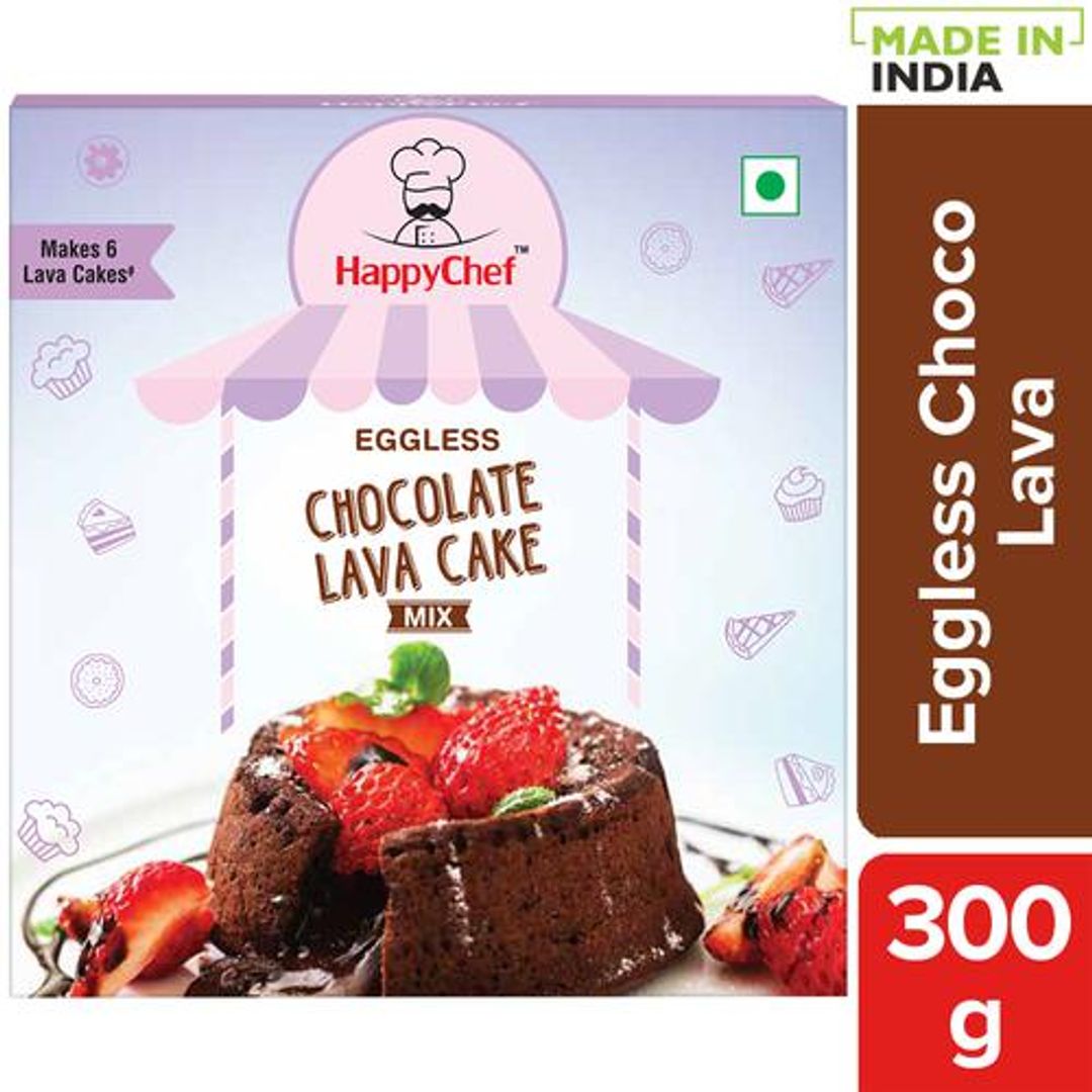 HappyChef Eggless Chocolate Lava Cake Mix - Quick & Easy, 300 g 