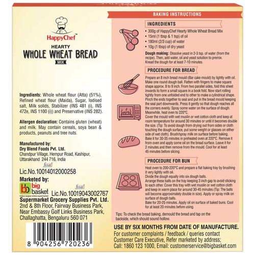 HappyChef Hearty Whole Wheat Bread Mix, 300 g  