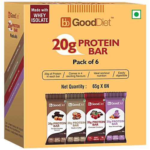 bb Gooddiet Whey Protein Bars - Variety, 65 g (Pack Of 6) 