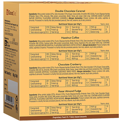 bb Gooddiet Whey Protein Bars - Variety, 65 g (Pack Of 6) 