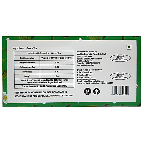 Karma Kettle Green Tea - Unbleached & Staple-Free Teabags, 200 g (100 Bags x 2 g each) Zero Fat, Staple-Free