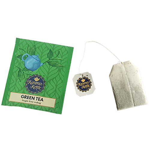 Karma Kettle Green Tea - Unbleached & Staple-Free Teabags, 200 g (100 Bags x 2 g each) Zero Fat, Staple-Free
