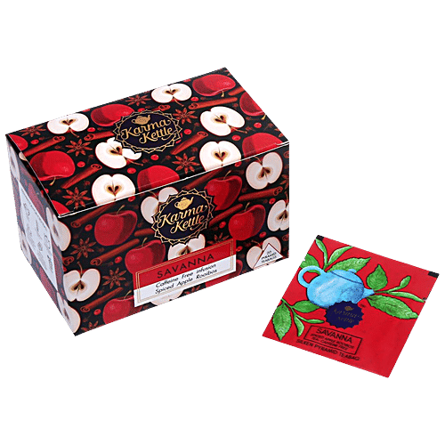 Karma Kettle Savanna Iced Tea With Spiced Apple & Rooibos, Caffeine Free, 40 g (20 Bags x 2 g each) Caffeine Free