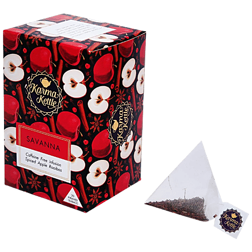 Karma Kettle Savanna Iced Tea With Spiced Apple & Rooibos, Caffeine Free, 40 g (20 Bags x 2 g each) Caffeine Free