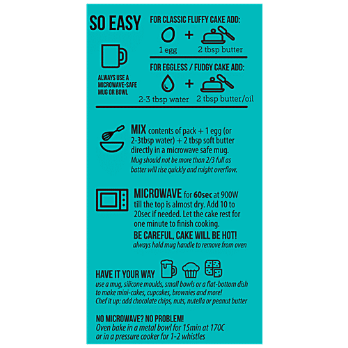 Serapheena Jowar & Sweet Potato Flour Mug Cake Mix - Cocoa Heaven, Gluten-Free, No Preservatives, 70 g Carton Rich & Chocolaty, Gluten Free