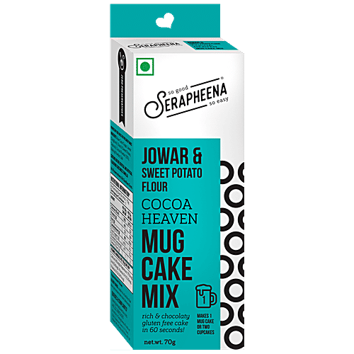 Serapheena Jowar & Sweet Potato Flour Mug Cake Mix - Cocoa Heaven, Gluten-Free, No Preservatives, 70 g Carton Rich & Chocolaty, Gluten Free