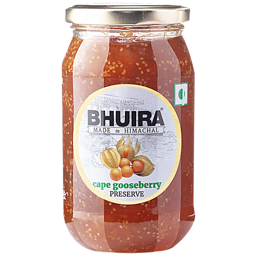 BHUIRA  Cape Gooseberry Preserve Jam - Sweet & Tangy, Rich In Energy & Fibre, 470 g Glass Bottle No Added Preservatives
