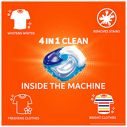 Tide Matic 4 In 1 PODs Detergent - 1 POD Is 1 Wash In Washing Machine, 357 g (18 counts) Whiteness, Stain Removal, Brightness