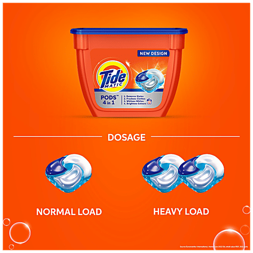 Tide Matic 4 In 1 PODs Detergent - 1 POD Is 1 Wash In Washing Machine, 357 g (18 counts) Whiteness, Stain Removal, Brightness