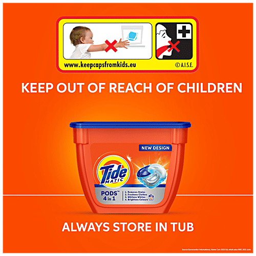 Tide Matic 4 In 1 PODs Detergent - 1 POD Is 1 Wash In Washing Machine, 357 g (18 counts) Whiteness, Stain Removal, Brightness