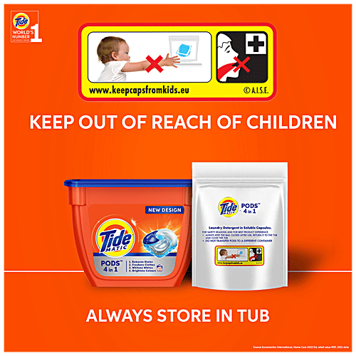 Tide Matic 4 In 1 PODs Detergent - 1 POD Is 1 Wash In Washing Machine, 357 g (18 counts) Whiteness, Stain Removal, Brightness