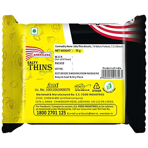 Americana  Americana Salty Thins Biscuit, 75 g  