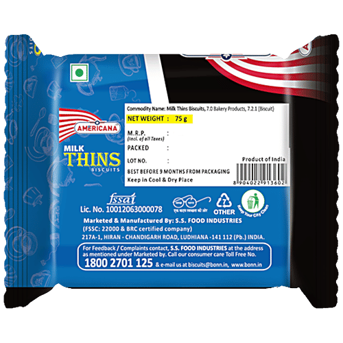 Americana  Americana Milk Thins Biscuit, 75 g  