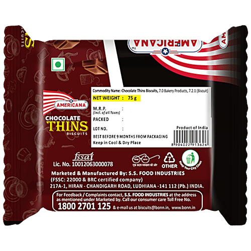 Americana  Americana Chocolate Thins Biscuit, 75 g  