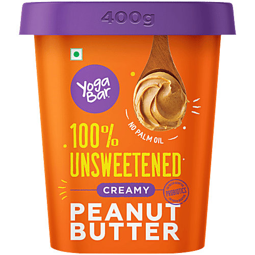 Yoga Bar Peanut Butter - Creamy, Roasted, High In Protein, Non-GMO, No Added Sugar, 400 g  Slow Roasted
 Premium Peanuts
 No Added Sugar