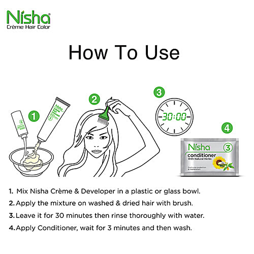 Nisha Creme Hair Colour - 1.0, 1 pc (60 g + 60 ml + 18 ml)
