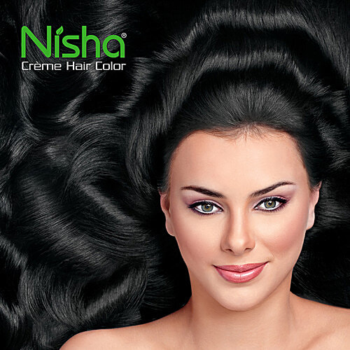 Nisha Creme Hair Colour - 1.0, 1 pc (60 g + 60 ml + 18 ml)