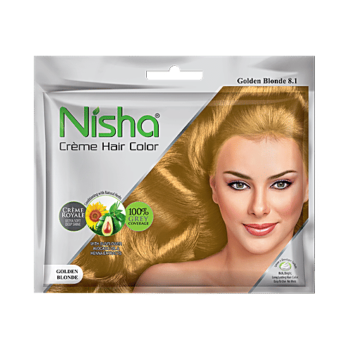 Nisha Creme Hair Colour, 1 pc (30 ml + 20 g) 100% Grey Coverage & No Ammonia