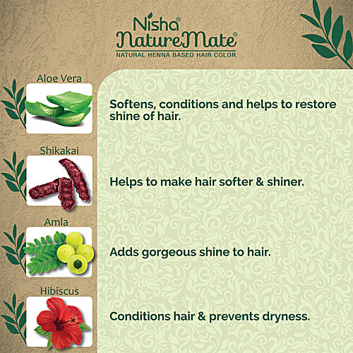 Nisha Nature Mate Natural Henna Based Hair Colour - Original Black, 30 g No Ammonia & Resorcinol