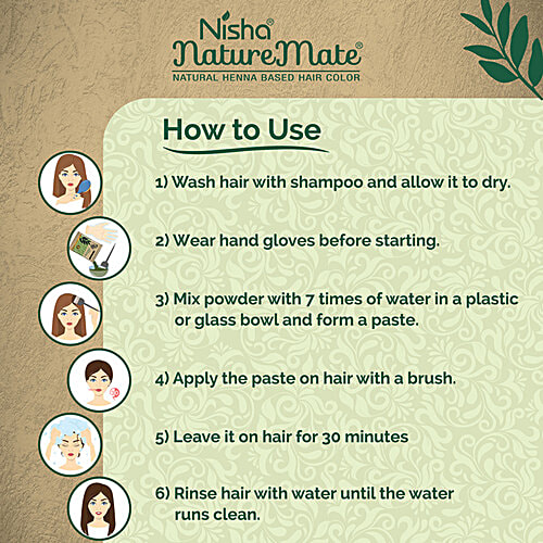 Nisha Nature Mate Natural Henna Based Hair Colour - Original Black, 30 g No Ammonia & Resorcinol