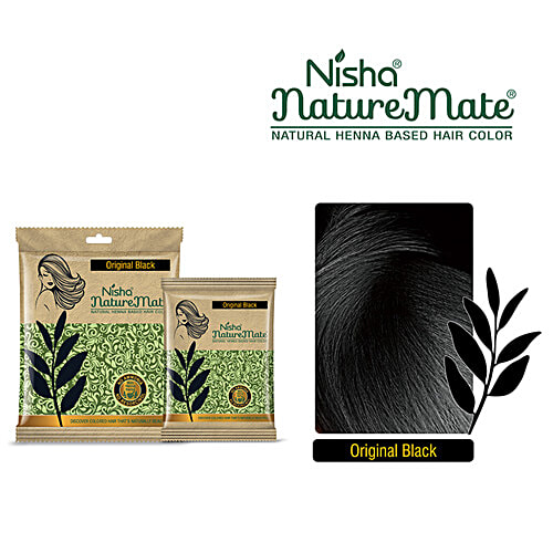 Nisha Nature Mate Natural Henna Based Hair Colour - Original Black, 30 g No Ammonia & Resorcinol