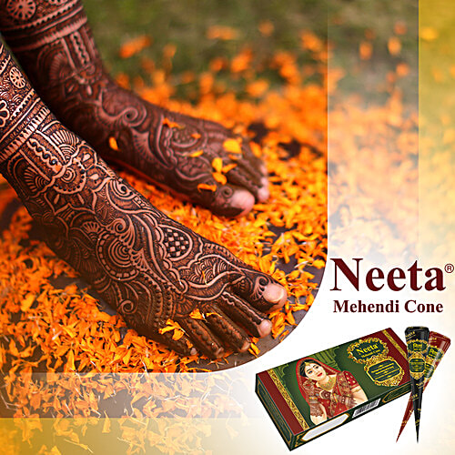 Neeta Mehendi Cone - 100% Natural Henna, 20 g Pack of 4 100% Natural Henna