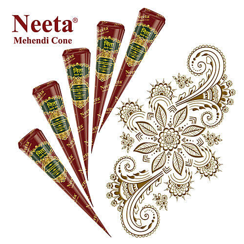 Neeta Mehendi Cone - 100% Natural Henna, 20 g Pack of 4 100% Natural Henna