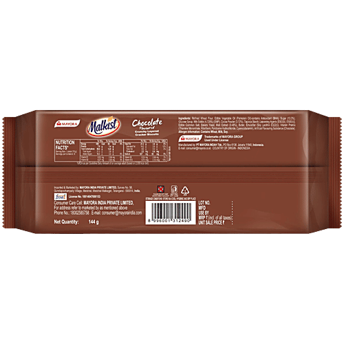 Malkist Chocolate Flavoured Crunchy Layered Cracker Biscuits, 144 g Pouch