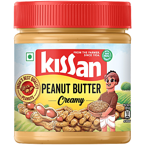 Kissan Creamy Peanut Butter, 350 g Bottle High Protein, No Added Colours & Flavours, No Added Preservatives