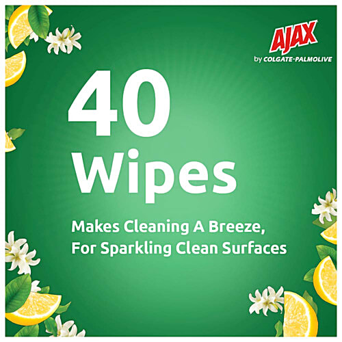 Ajax Eco Multipurpose Sanitising Wipes - Fresh Lemon, 40 pcs  