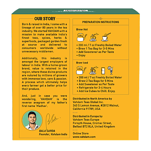 VAHDAM Herbal Tea - Organic Turmeric Pepper, 30 g (15 Pyramid Bags x 2 g each) 