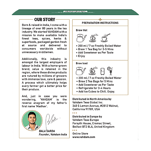 Vahdam Herbal Kadha Tea - Good For Cold & Sinus, 30 g (15 Pyramid Bags x 2 g each) 