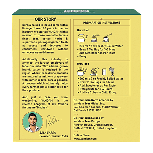 VAHDAM Herbal Tea - Organic Classic Chamomile, 30 g (15 Pyramid Bags x 2 g each) 