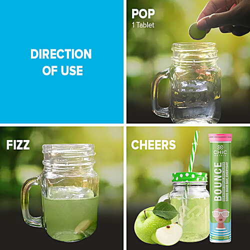 Chicnutrix Bounce Hair Recovery Complex, Biotin & Selenium - Green Apple Flavour, 20 Tablets  