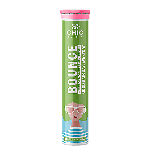 Chicnutrix Bounce Hair Recovery Complex, Biotin & Selenium - Green Apple Flavour, 20 Tablets  