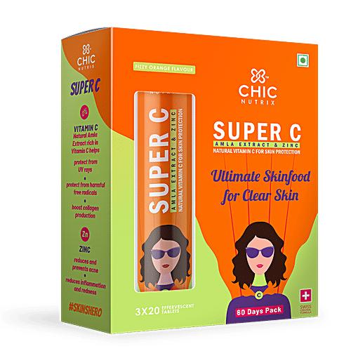 Chicnutrix Super C Amla Extract & Zinc - Fizzy Orange Flavour, 60 Tablets  
