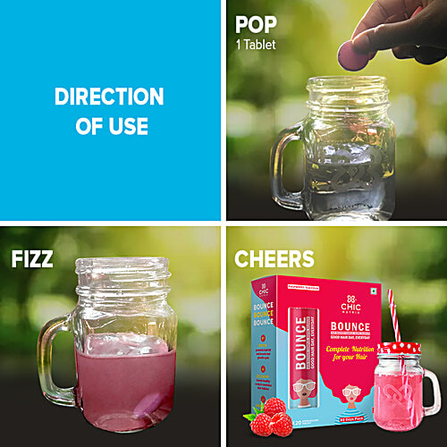 Chicnutrix Bounce Hair Recovery Complex, Biotin & Selenium - Raspberry Flavour, 60 Tablets