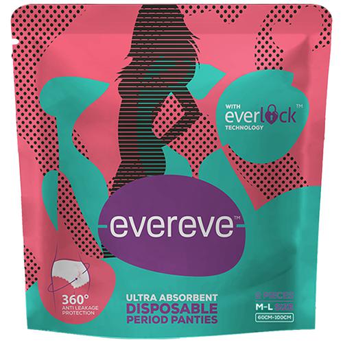 Evereve Evereve Ultra Absorbent Disposable Period Panties - M - L, , 360 Degree Anti-Leakage Protection, with Everlock Technology, 2 pcs, 2 pcs  