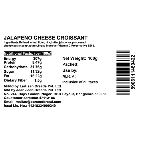 Bon & Bread Jalapeno Cheese Croissant, 100 g Eggless