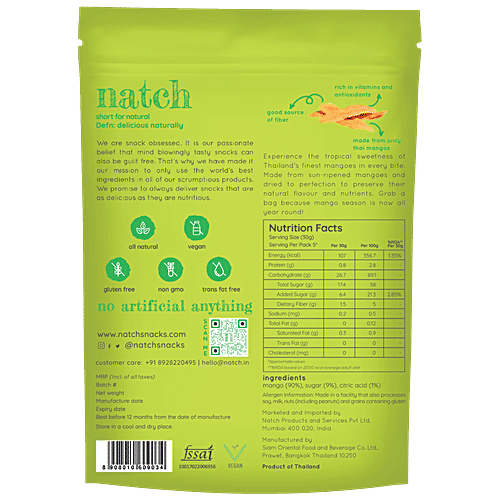 Natch Mango Slices - Bare, Natural, Vegan, Rich In Vitamin C, 150 g  No Preservatives