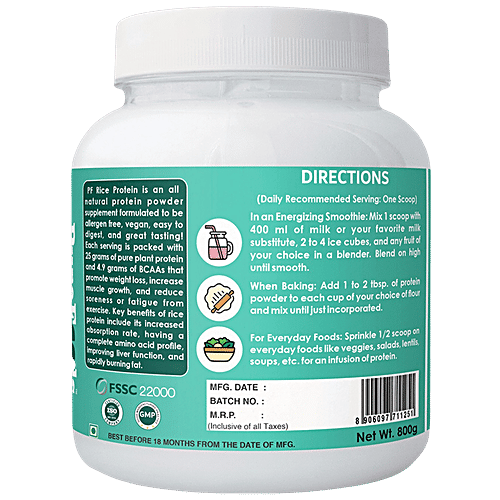 Buy PureFoods Pf Rice Protein Unflavoured Online at Best Price of Rs ...