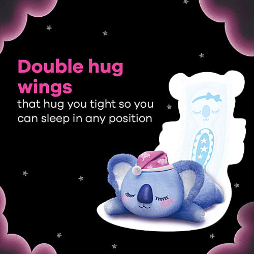 Whisper Bindazzz Nights Koala Soft Sanitary Pads - XXL+, 10 pcs Up to 0% Leaks, All Night Long