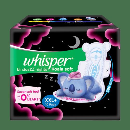 Buy Whisper Bindazzz Nights Koala Soft Sanitary Pads - XXL Plus, Double  Huge Wings, Wider Back Online at Best Price of Rs 285 - bigbasket